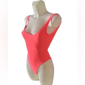 White Fox Swim Neon Peach One Piece Swimsuit XS NWT